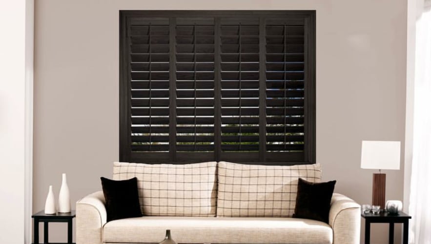 Dark wood plantation shutters